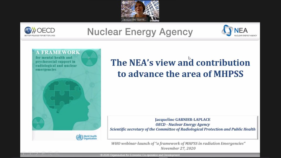 online launch of the World Health Organization (WHO) Framework for Mental Health and Psychosocial Support in Radiological and Nuclear Emergencies on 27 November 2020 mnb